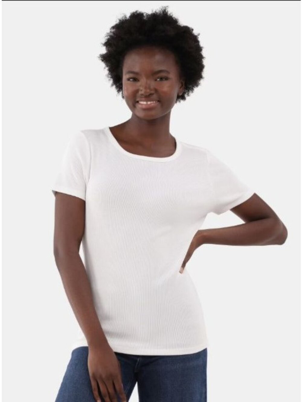 Time and Tru Womens Short Sleeve Rib Tee White T-shirt Size 16-18 XL